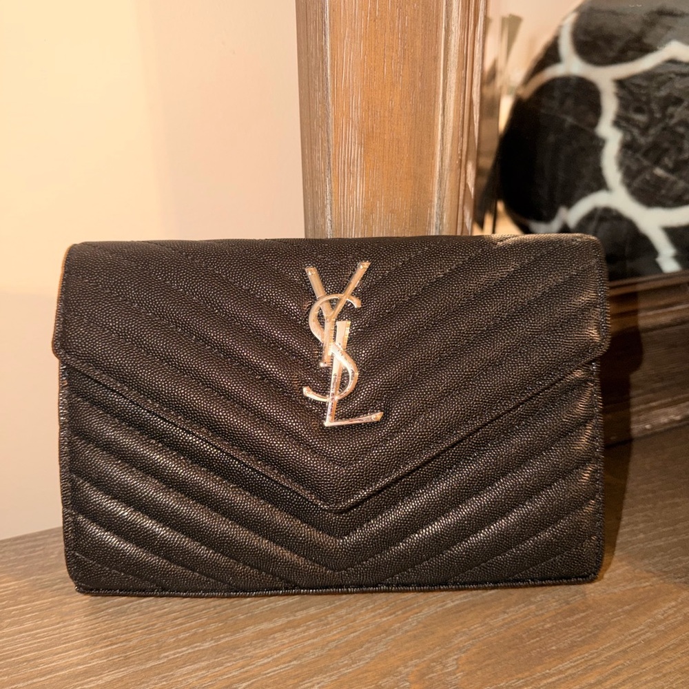Black Chevron Clutch ysl